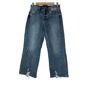 Judy Blue Wide Leg Jeans Women's‎ Size 9/29 Blue High Waist Boho Modern Stretch